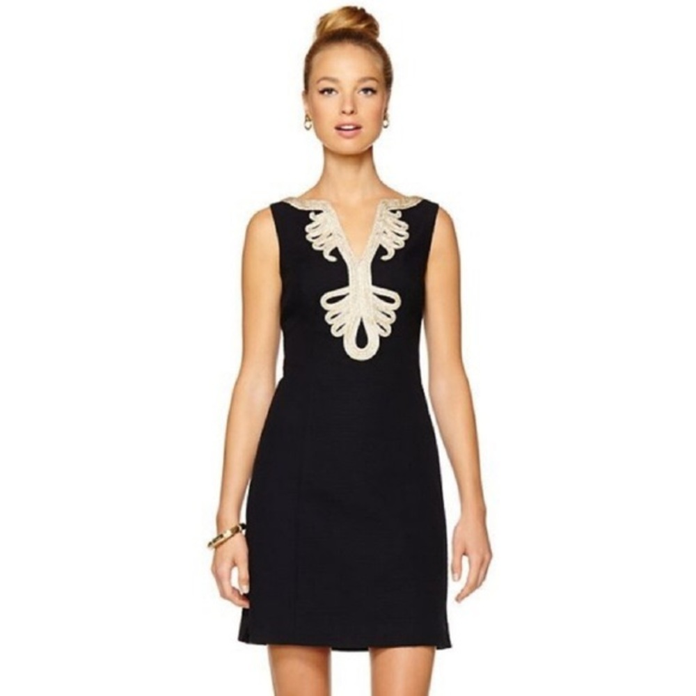Lilly Pulitzer Black and Gold Shift Dress